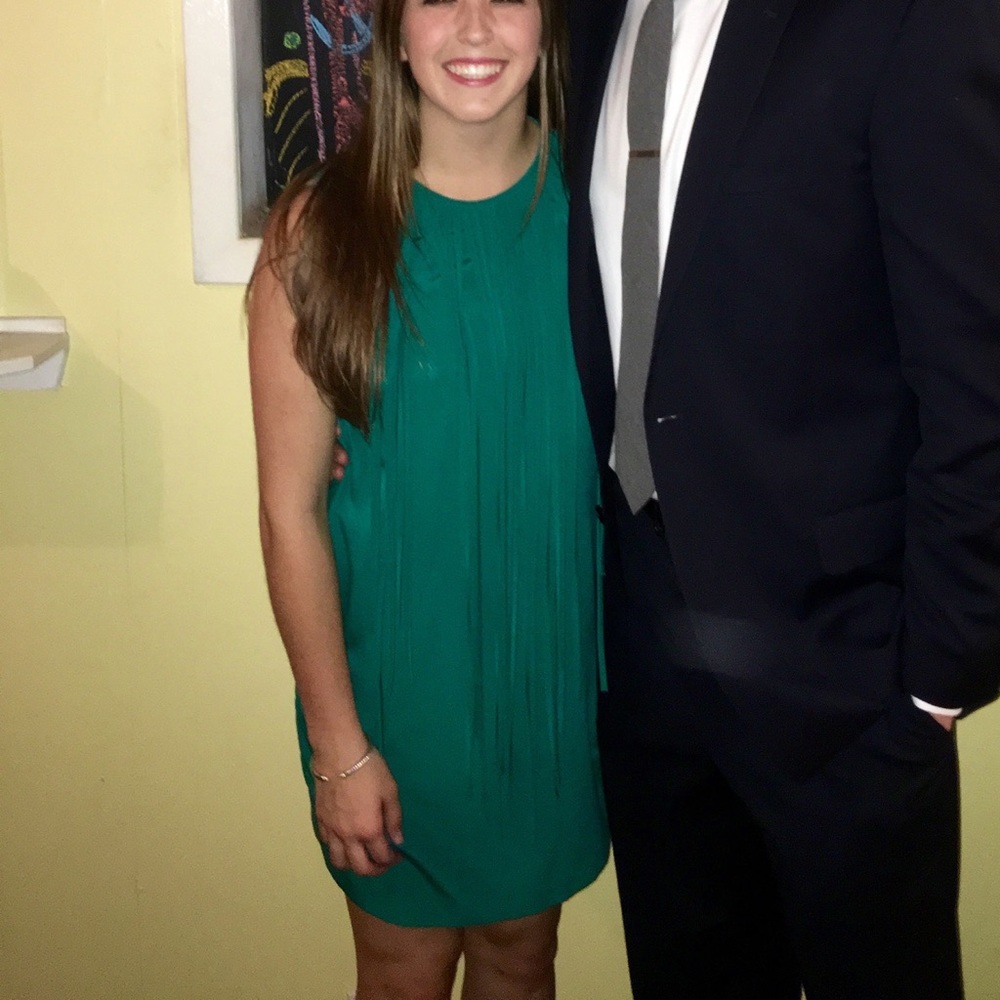 Zara green fringe cocktail dress, size M